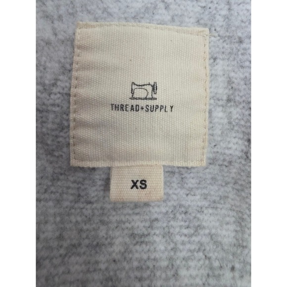 Thread Supply Heather Ivory Speckled Knit Hoodie Pullover Fleece Lined XS Snaps‎ - Picture 5 of 7